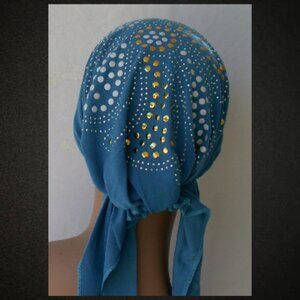 Turquoise Pre-Tied Stud Fashion Cap Slip On Bonnet Hijab Undercap #2
